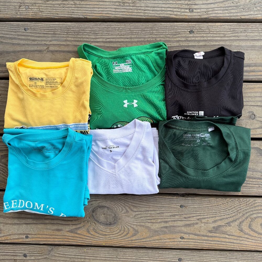 Lot of 6 Running Race Shirts. Women’s, Brooks, Under Armour,  Size: S & M